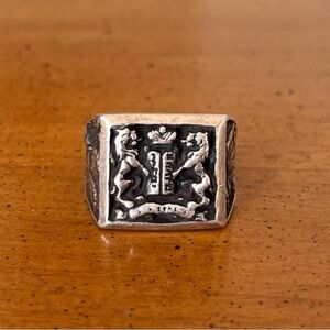 Sterling Silver 10 Commandments Lion Signet Crest Judaica Ring Size 8.5 14 Grams